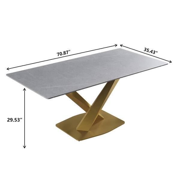 71" Xbase Modern Grey Rectagular Marble Dining Table Bed Bath & Beyond 36046682